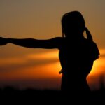 karate, sunset, fight, sports, silhouette, resistance, samurai, fit, girl, self-defense, defense, nature, fist, brown sunset, brown sports